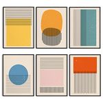 ORIGACH 6 Pcs Large Boho Wall Art Set, 30x40 cm Neutral Minimalist Wall Decor, Mid-Century Modern Geometric Abstract Wall Prints Unframed Bohemian Canvas Prints Artwork for Bathroom Bedroom Gallery