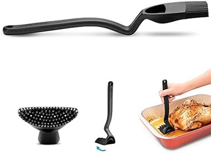 Dreamfarm Brizzle | Non-Stick, Non-Drip Basting Brush with Scoop Reservoir | Silicone Pastry Brush | Easy-To-Use Sit Up Turkey Baster | Seasonal Basting Brushes | Best Gift Cooking Brush | Black