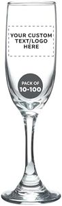 DISCOUNT PROMOS Custom Premiere Champagne Flutes 6.25 oz. Set of 10/50/100, Personalized Bulk Pack - Elegant Drinkware for Weddings, Events, & Promotional Gifts - Clear