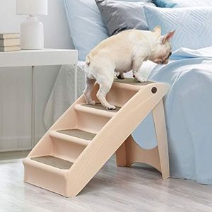 Pawz Indoor Foldable Dog Steps for Bed Couch Sofa Car Brown, Pet Stairs for Small to Medium Dogs & Cats 76kg Load, Dog Ramp Step for SUV Car, Dog Ladder 50cm Height