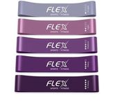 Original FLEX Exercise Resistance Bands pack - set of 5 including free pouch bag - for gym, home exercise, yoga, strength training and rehabilitation (Purples)