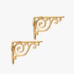 CASA DECOR Metal Golden Victorian Swirl Wall Bracket Plant Bracket, Plant Hanger for Pots, Bird Feeders, Planters, Indoor Outdoor Iron Shelf Brackets, Metal Shelf Bracket