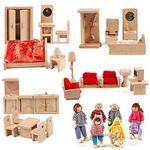 KABENFIS 5 Set Dollhouse Furniture Accessories with a family of 6 dolls Decoration Pretend Play Toys for girls boys