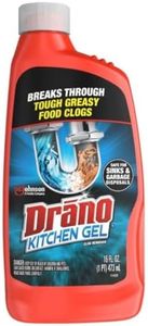 Drano Kitchen Gel Drain Clog Remover and Cleaner for Tough, Greasy Kitchen Clogs, Safe for Garbage Disposals, 16 oz