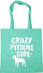 Hippowarehouse Crazy pitbull girl - dog Tote Shopping Gym Beach Bag 42cm x38cm, 10 litres