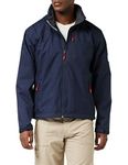 Helly Hansen Men's Crew Hooded Midlayer Fleece Lined Waterproof Windproof Breathable Rain Coat Jacket, 597 Navy, Medium