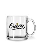 WHATS YOUR KICK - Queen Printed Clear Glass Coffee Cup & Mug - Glass Cup | Gift for Girl Friend | Boy Friend Gift | Mother Gift | Father Gift | Best Gift - D29