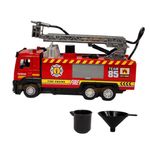 Toytrends NM Toys Kid Fire Truck With Extending Ladder, Lights, Sounds And Action Figure Toy, Red