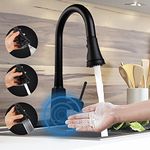 Motion Sensor Touchless Kitchen Faucet,Soosi Automatic Pull Down Kitchen Faucet Single Handle One/3 Hole 3 Setting Sprayer Kitchen Faucets Spot Free Matte Black Lead Free,5 Years Limited Warranty