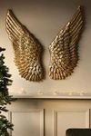 Cross Wood The Sara Enterprises Wooden Angel Wings Wood Wall Decor Set Of Two 1 Wings Size 18 X 36 Inch Golden Color