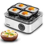 AGARO Grand Egg Boiler and Poacher,2-in1 Boils 8 Eggs, Poach 4 Eggs, Steamed Vegetables, 3 Boiling Modes, Stainless Steel Body, Transparent Lid, 500 Watts, Silver |14 ounces