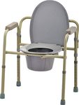 NOVA Medical Products Folding Commode, Over Toilet and Bedside Commode, Comes with Splash Guard/ Bucket/ Lid, Gray, 1 Count