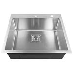 CROCODILE 24x18 Inch 304 Grade Stainless Steel Handmade Kitchen Sink | Single Bowl with Tap Hole Provision, Heavy Duty, Anti-Rust, Sound-Dampening Sink for Modern Kitchens