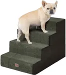 EHEYCIGA Dog Stairs for Bed 20”H, 4-Step Extra Wide Dog Steps for High Bed, Pet Steps for Small Dogs and Cats, Non-Slip Balanced Dog Indoor Ramp, Olive Green