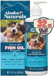 Sustainable Wild Alaskan Fish Oil for Dogs Skin and Coat – EPA + DHA Omega 3 Oil - Fatty Acids Dog Supplements - Support Fur Coat and Brain Health - Natural Liquid Food Topper for Pets – 32 oz. Pump