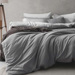 ETDIFFE Grey Duvet Cover King Size, 3pc Gray Soft Farmhouse Quilt Cover Set, 1 Lightweight Microfiber Duvet Cover (104x90) and 2 Pillow Shams for Women Men