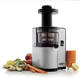 Omega VSJ843QS Vertical Masticating 43 RPM Compact Cold Press Juicer Machine with Automatic Pulp Ejection, 150-Watt, Silver