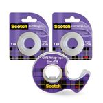 Scotch Gift Wrap Tape, 1 Roll on Handheld Dispenser 19 mm x 15 m + 2 refill rolls 19 mm x 25 m – Satin-Finish Clear Sticky Tape to Use on Gift Wrapping Paper