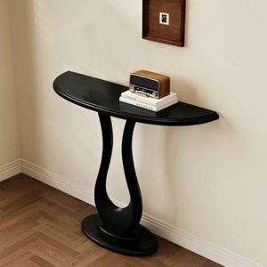 WOOOFA Half Moon Solid Wood Console Table, Narrow Entryway Table