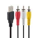 Herfair USB to RCA Cable, 4.9ft, USB A 2.0 Male to 3 RCA Male Phono AV Cable for DVDs, Digital Cameras, Camcorder Connecting TV/PC