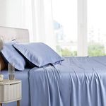 100% Natural Viscose Made from Bamboo Sheets, Soft Cooling Sheets, Breathable Hotel Sheet and Pillow Cases, 3 Piece Set - 15 Inch Deep Pocket - Twin XL - Periwinkle