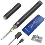 Cordless Soldering Iron Kit - USB Soldering Iron with Protective Case and Stand, Portable Welding Repair Tool for Home Appliance Repair, Electronic Components (Black)