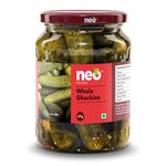 Neo Whole Gherkins 670g I 100% Vegan I Low Fat Sweet and Crunchy Gherkins I Ready to Eat, Enjoy as Salad I No GMO