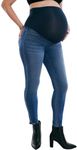 Motherhood Maternity Women's Secret Fit Over The Belly Skinny Ankle Pregnancy Jeans, Medium Wash