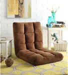 Loungie Brown Microplush Recliner Chair - Folding Floor Mat | Adjustable | Gaming