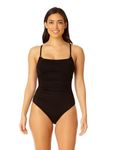 Anne Cole Women's Shirred Maillot Solid One-Piece Swimsuit, Black, 8