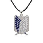 GT Gala Time Women's Anime Attack on Titan Shingeki no Kyojin Badge Pendant Necklace (Blue) No Gemstone (AOT Blue Feather)