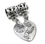 .925 Sterling Silver Aunt Niece Love Heart Dangle Pendant Family Bead for European charm Bracelets Necklaces