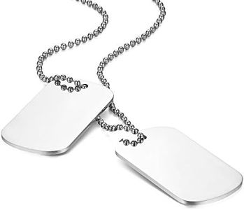 Flongo Placa de colgante grabada placa militar acero inoxidable, Collar de hombre personalizado, Dog Tag colgantes dobles de ejercito, Plata/Negro/Dorado (Platedo2)