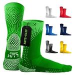 LUX Anti Slip Sport Grip Socks GripArray™ (Patented) Non-Slip Grips Technology, Green, One Size