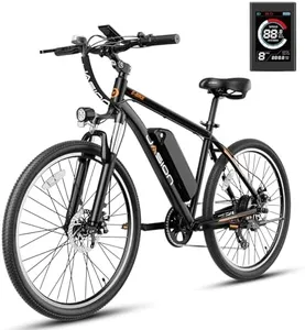 Jasion EB5 Electric Bike for Adults with Peak 500W Brushless Motor, 40Miles 20MPH Commuting Electric Mountain Bike with 360Wh Removable Battery, 7-Speed, 26" Tires and Front Fork Suspension