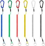 Retractable Wire Key Lanyard, 6 PCS Heavy Duty Steel Wire Coiled Cable with Aluminium Alloy Clip Kayak Fishing Gear and Equipment Fishing Lanyard Clips Safety Tool Lanyard for Keys Pliers Boating