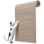 Navaris Scratch Mat Roll - Adhesive DIY Climbing Cat Scratcher for Furniture - Cut to Fit Cat Couch & Wall Scratchers for Indoor Cats - Self-Adhesive Scratching Carpet Pad - Beige
