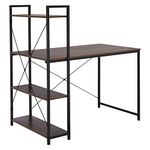 AZ L1 Life Concept Tower Computer Desk with 4 Tier Shelves - 47.6'' Multi Level Writing Study Table with Bookshelves Modern Steel Frame Wood Desk Compact Home Office Workstation (Natural brown)