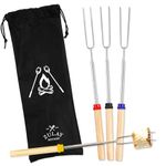 Zulay (4 Pack) Long 32 inch Marshmallow Roasting Sticks Extendable Design - Stainless Steel Smores Skewers for Camping, Bonfire, Fireplace - Extendable & Retractible Telescoping Marshmallow Sticks