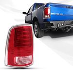 FIONE:for Dodge Ram 1500 Tail Lights Assembly 2013-2018, Ram 2500 & 3500 Tail Light 2014-2018 New upgrade LED Rear light with bulbs, Clear & Red Lens Chrome Left Driver Side 68093079AC CH2800203