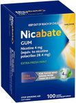 Nicabate Quit Smoking Chewing Gum, Extra Strength 4mg Nicotine, 100 Pack