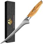 NOVKSO 7 Inch Real Damascus Fillet Knife, Flexible Fish Knife