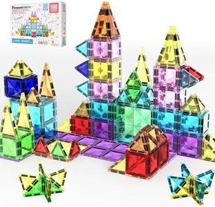 PicassoTiles 100 Pcs Magnetic Building Block Mini Diamond Series Travel Size On-The-Go Magnet Construction Toy Set STEM Learning Kit Educational Playset Child Brain Development Stacking Blocks PTM100