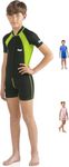Cressi Unisex Kid Shorty Kid Wetsuit, Short Sleeves - Black/Lime, 7 8 Years UK
