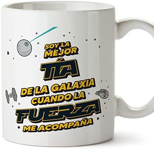 MUGFFINS Tazas para TÍA - En Español - Mejor Familia Galaxia cuando Fuerza Acompaña - 11 oz / 330 ml - Regalo original y divertido