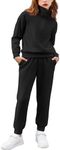 Arshiner Teen Girl Clothes Long Sleeve Half Zip Sweatsuits Black Sweatshirt and Sweatpants Lounge Set Black 12-13Y