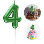 Green Number 4 Candle Happy Birthday 3D Number Candles for Birthday Cake Party Decoration Wedding Anniversary Celebration Supplies