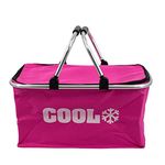 35 Litre Insulated Folding Picnic Camping Cooler Basket Shopping Cool Hamper Bag (Pink)