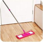 HaPPY hEVAN Microfiber Wet and Dry Cleaning Flat Mop with Telescopic Long Handle - Effective Floor Cleaning for Hardwood, Tile, Vinyl, and More - Standard Size, Multicolour