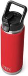 YETI Rambler 26 oz Bottle, Vacuum Insulated, Stainless Steel with Straw Cap, Rescue Red